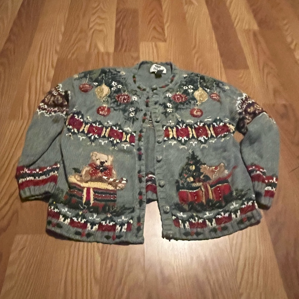 Vintage Christmas Open Front Sweater